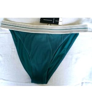 Dolce Vita Womens Green Ribbed High Waist Bikini Bottom Size L